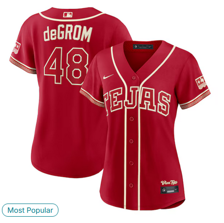 women Texas Rangers #48 deGrom red Nike 2026 MLB City Connect Jersey->women mlb jersey->Women Jersey